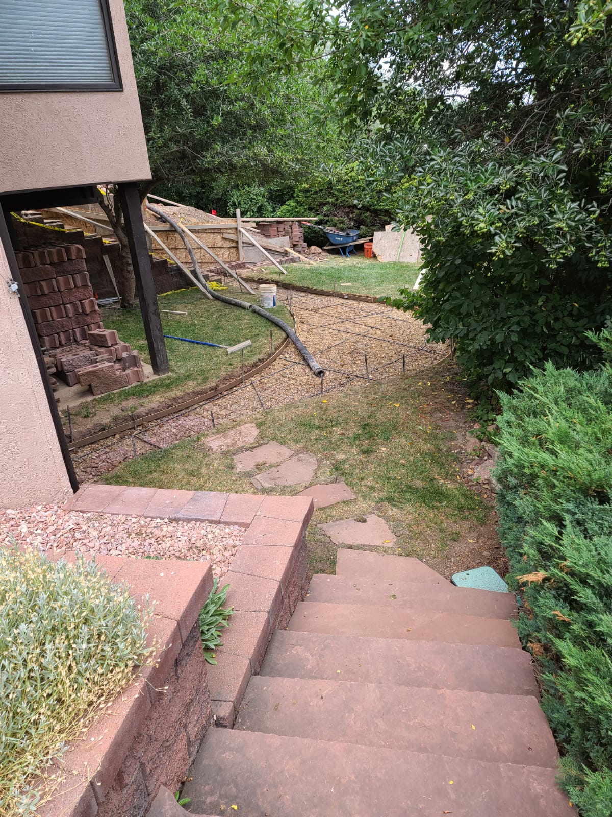 Curved walkway construction in progress